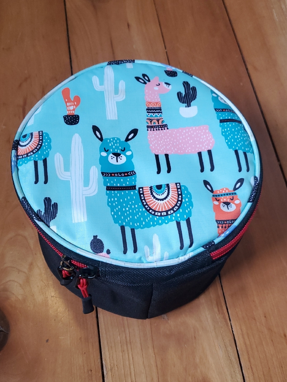 Round Bag with Turquoise Llama Print